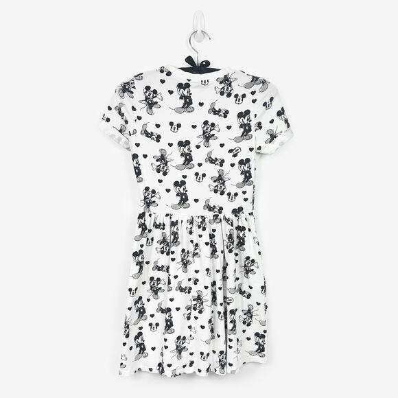 ASOS Ink & Paint Disney Mickey Mouse Mini Dress Size 4 White Black Cotton Blend - Picture 2 of 2